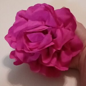 #1016 Extra Large Fuschia Pink Fabric Flower Brooch Or Clip